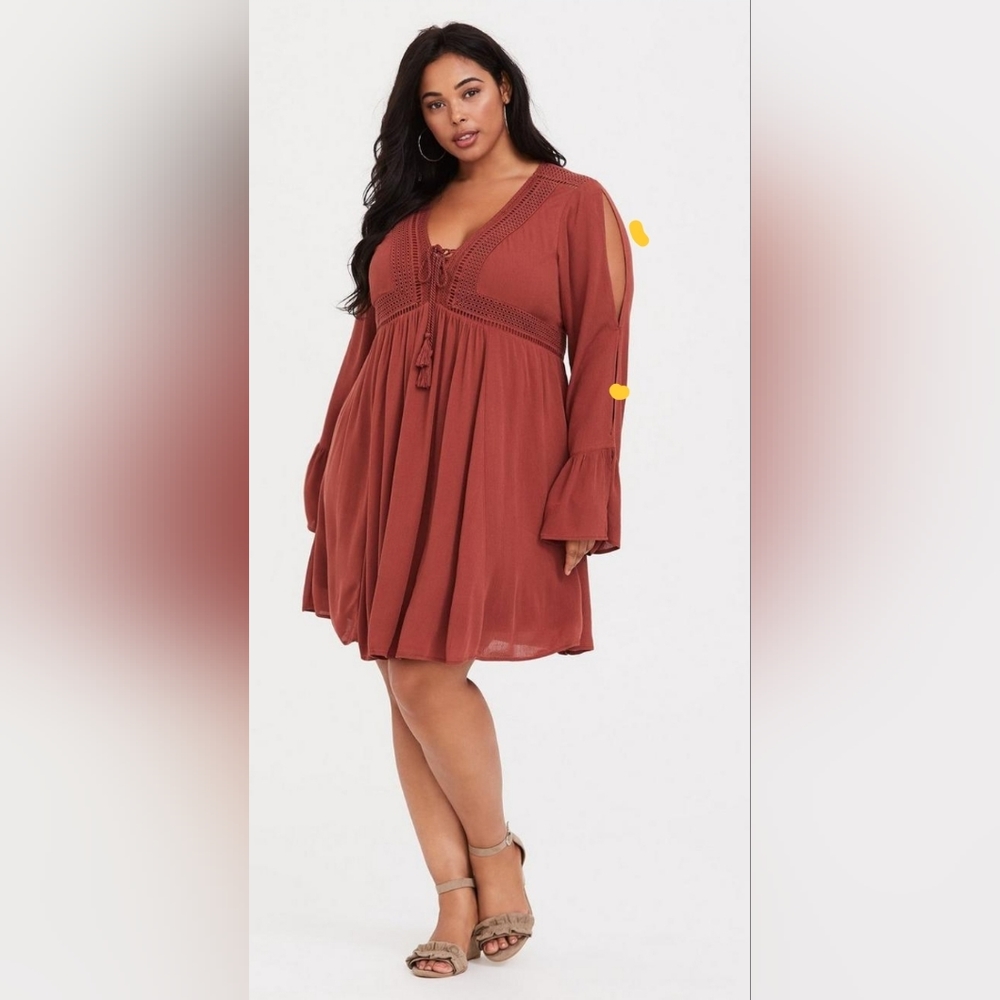 Torrid Mini Gauze Lace Up Skater Dress Size 6